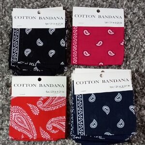 Cotton Bandana Set - 3 Black, 1 Pink, 1 Red, and 9 Blue
